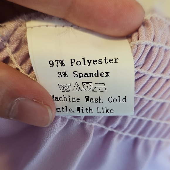 SHEIN Purple Puff Sleeve Smocked Blouse - Picture 6 of 6